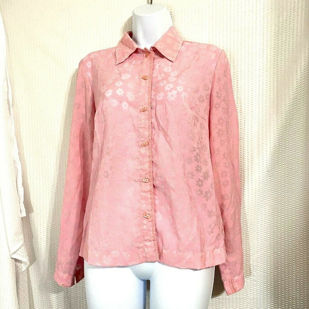 J.H. Collectible Petite Pink Sheer Floral Top - Picture 1 of 6